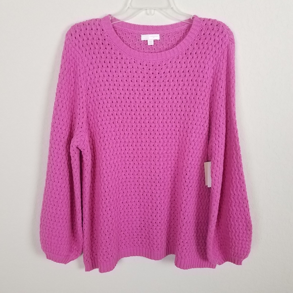 Nordstrom Sweaters - Pink chunky knit balloon sleeve sweater XL